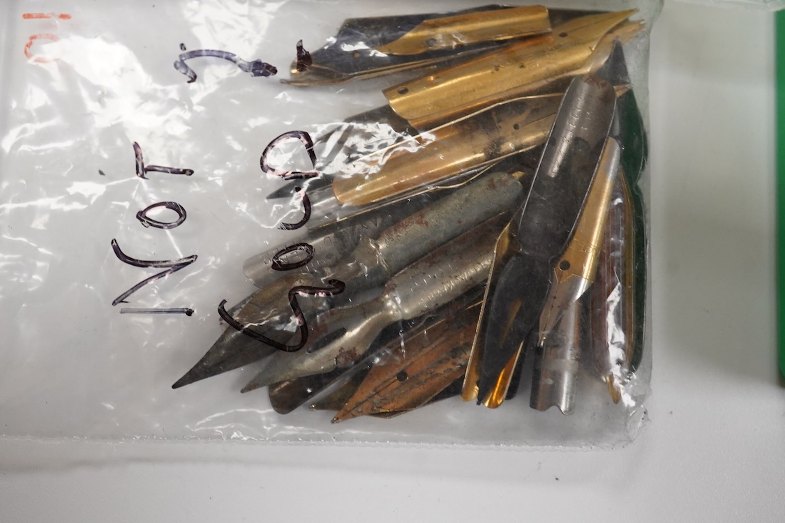 A large collection of fountain pen gold plated nibs / sections from various makers